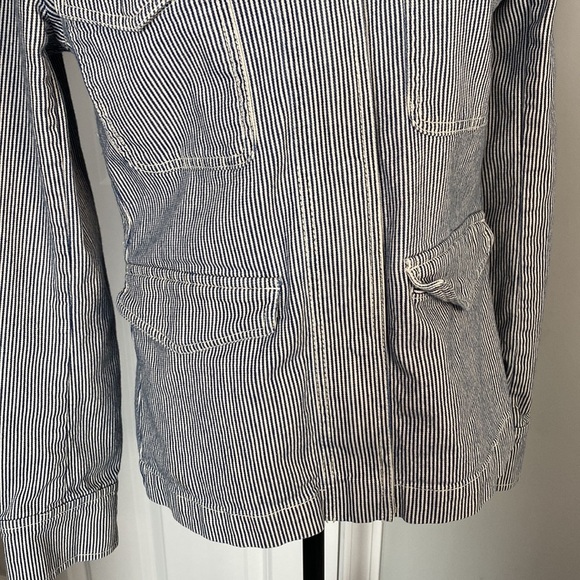 LOFT Denin Stripped Button Zip Jacket - Picture 3 of 7